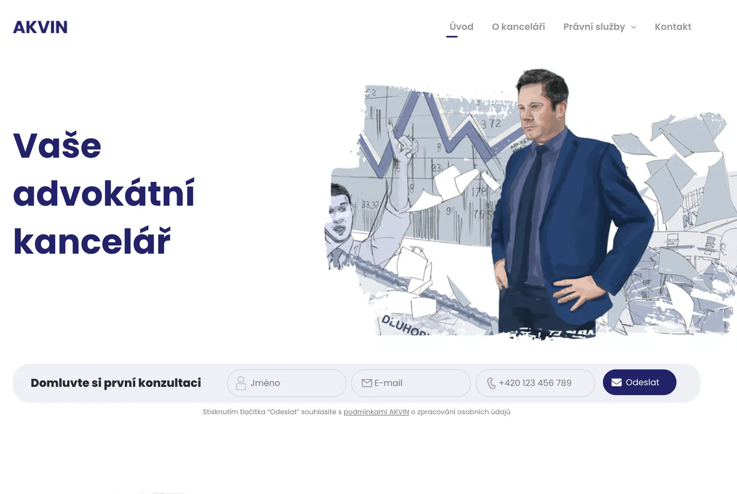 Web advokátní kanceláře AKVIN